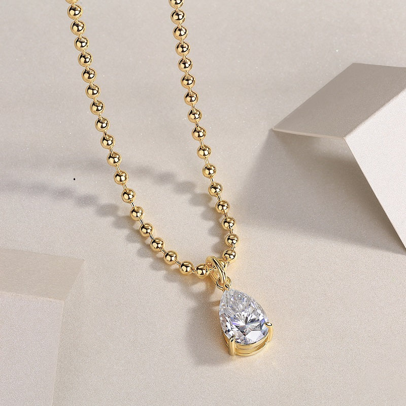 Golden Wish Drop Moissanite Necklace