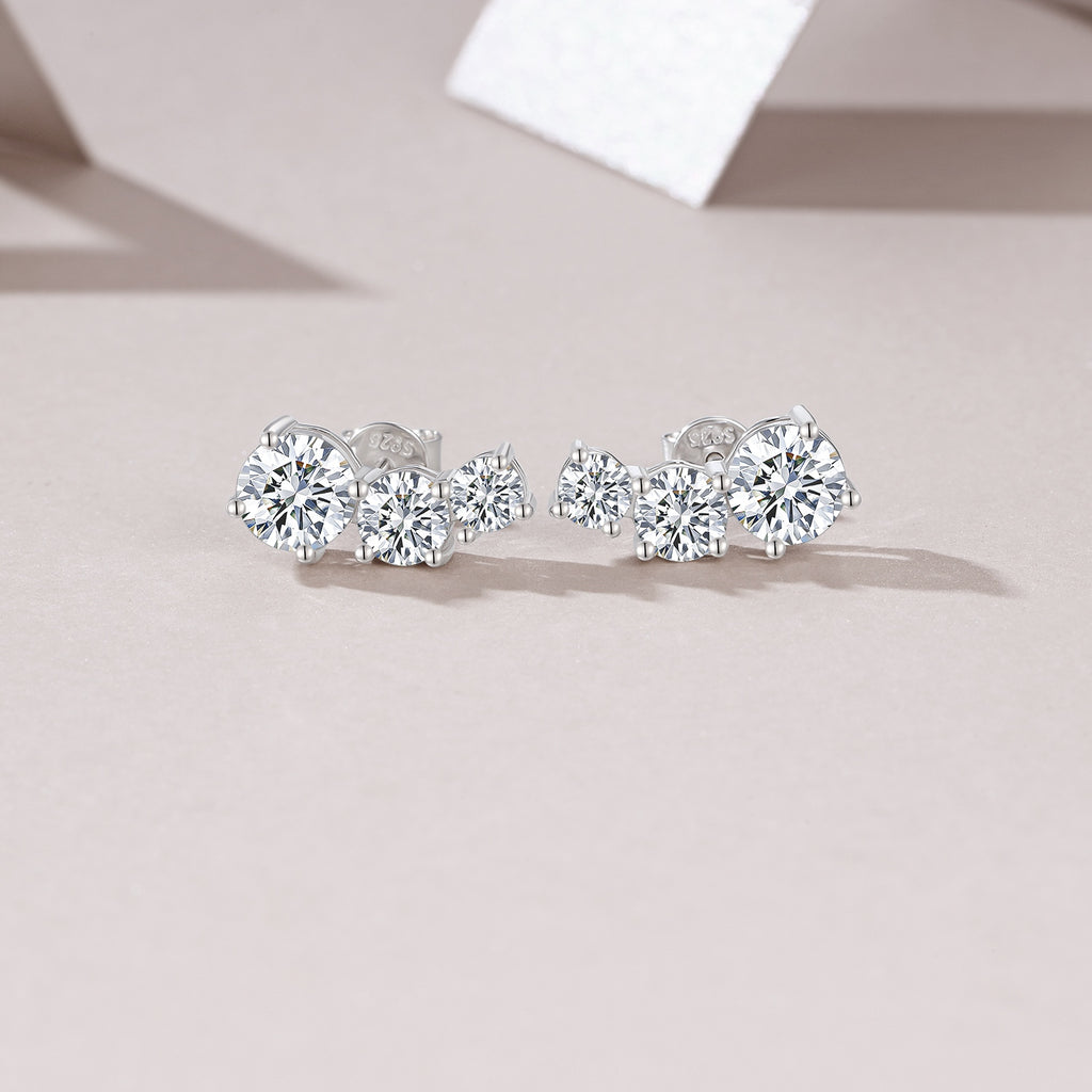 Trinity Spark Moissanite Stud Earrings