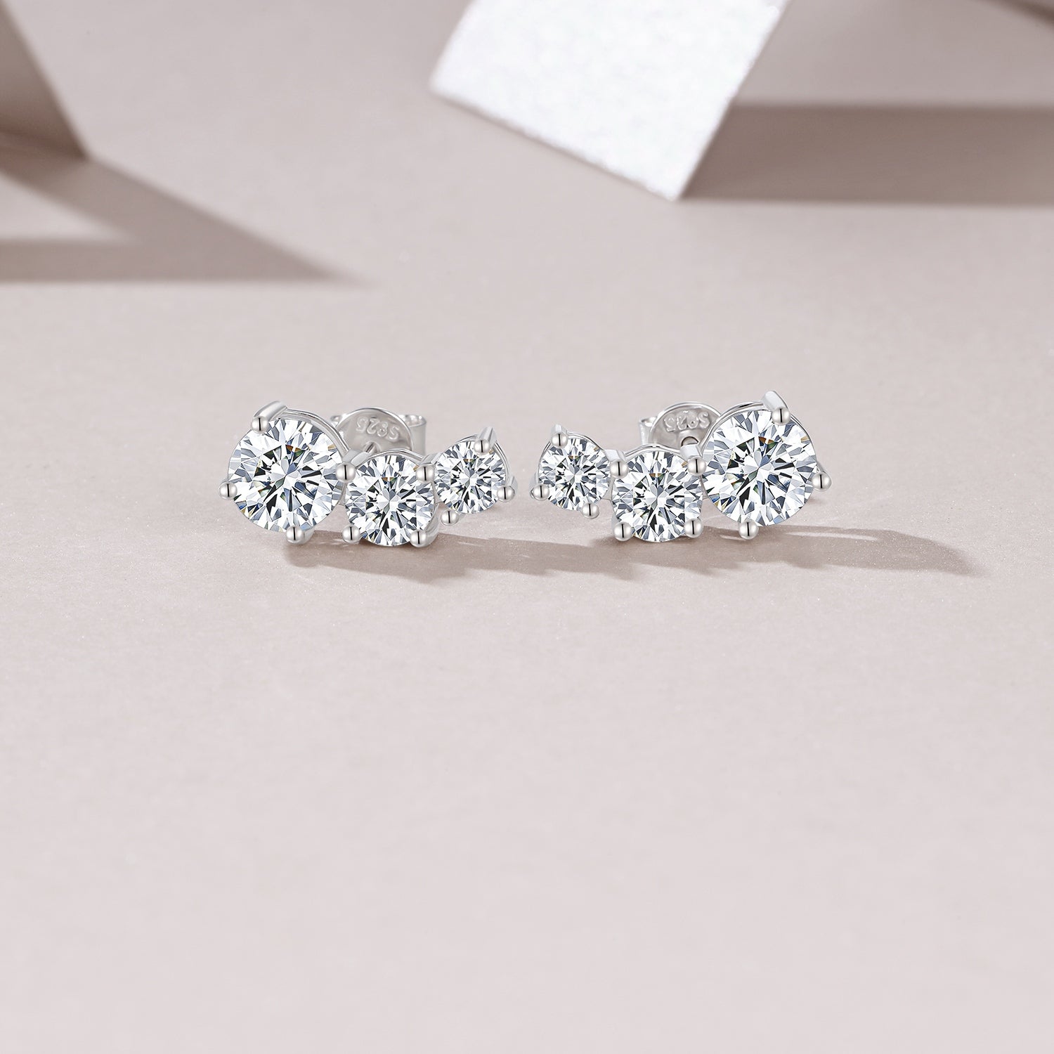 Trinity Spark Moissanite Stud Earrings