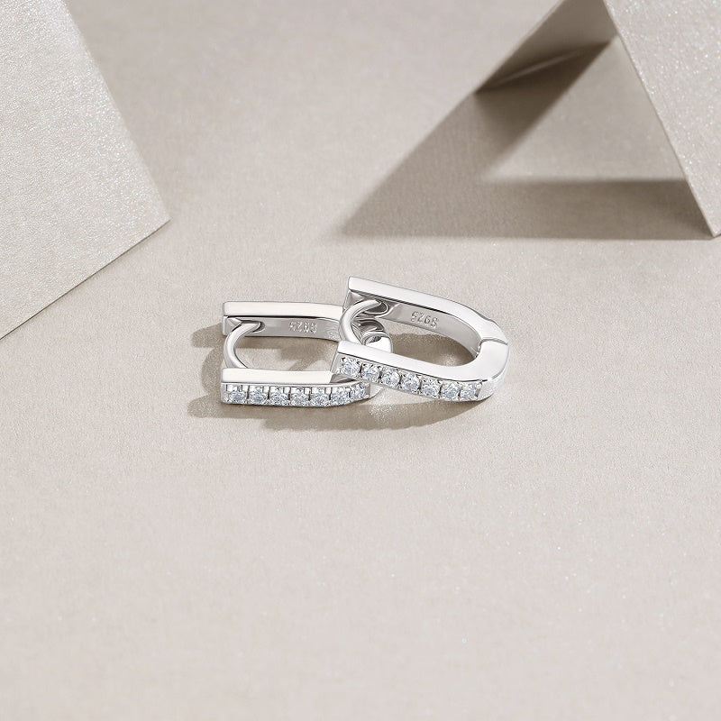 Luna Edge Moissanite Hoop Earrings