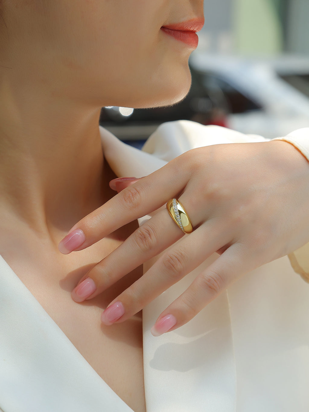 Golden Flow Moissanite Ring