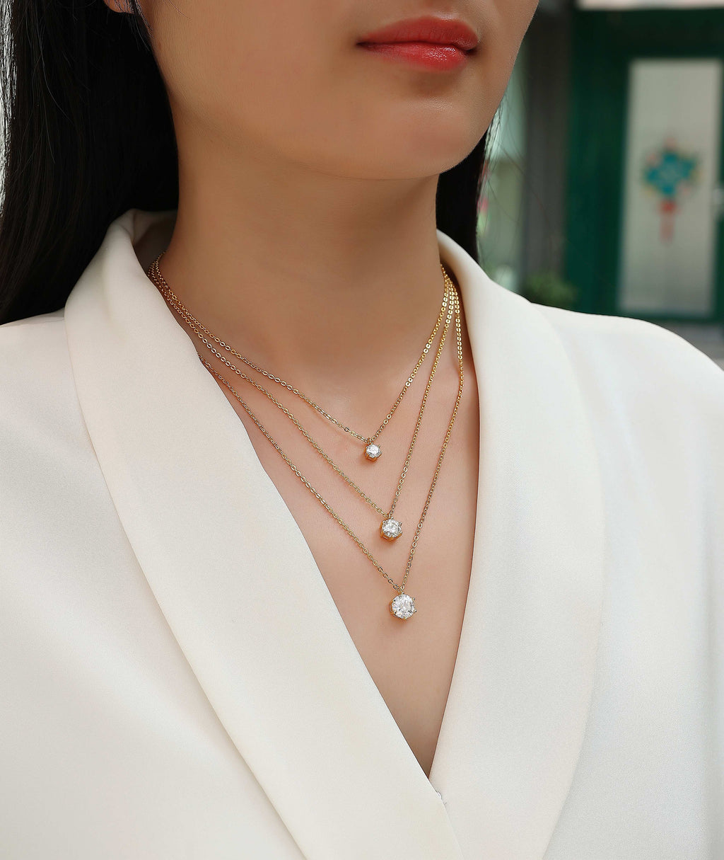Triple Glow Moissanite Layered Necklace