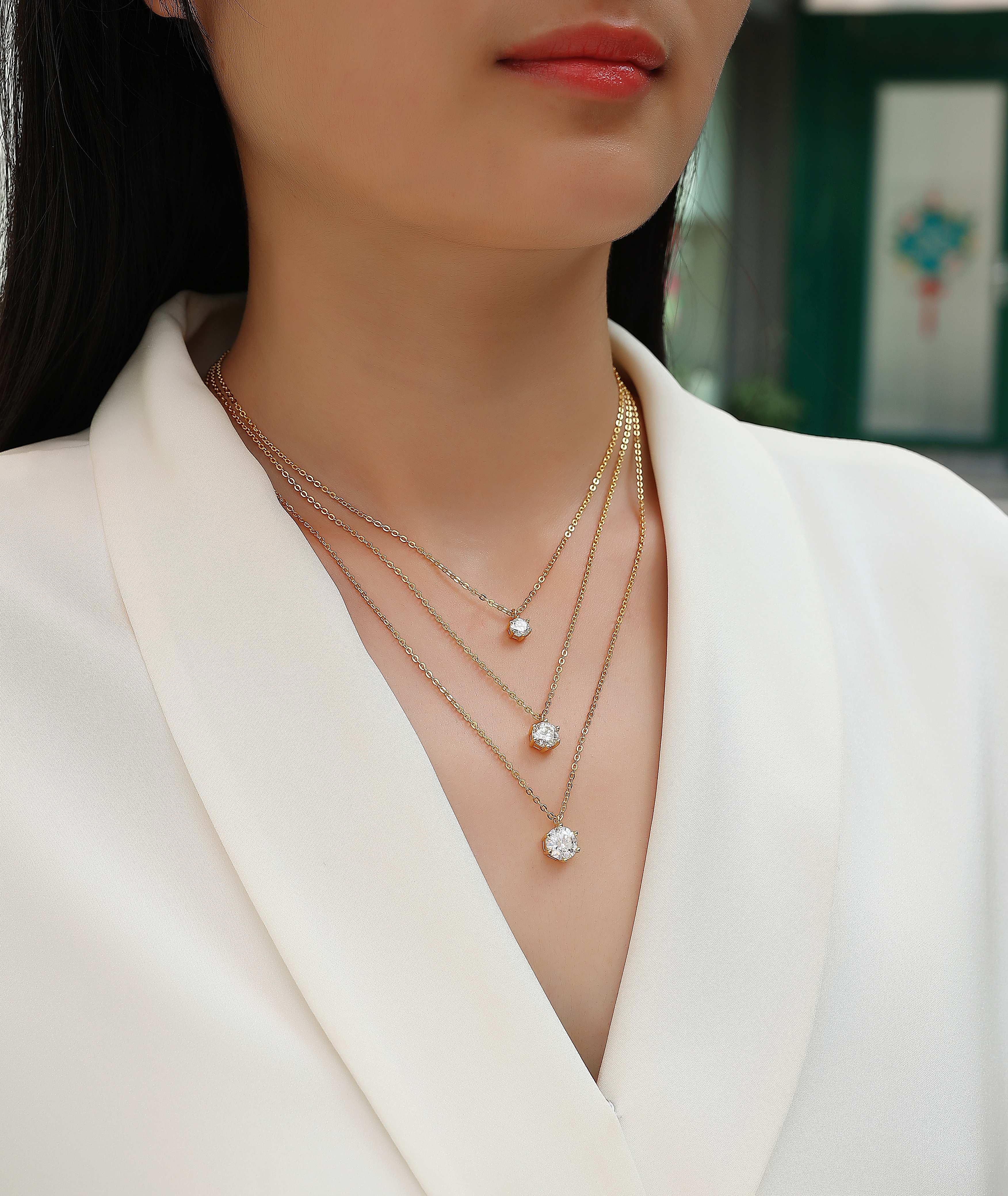 Triple Glow Moissanite Layered Necklace