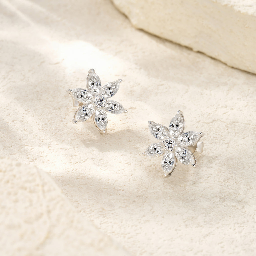 Starlight Bloom Moissanite Earrings