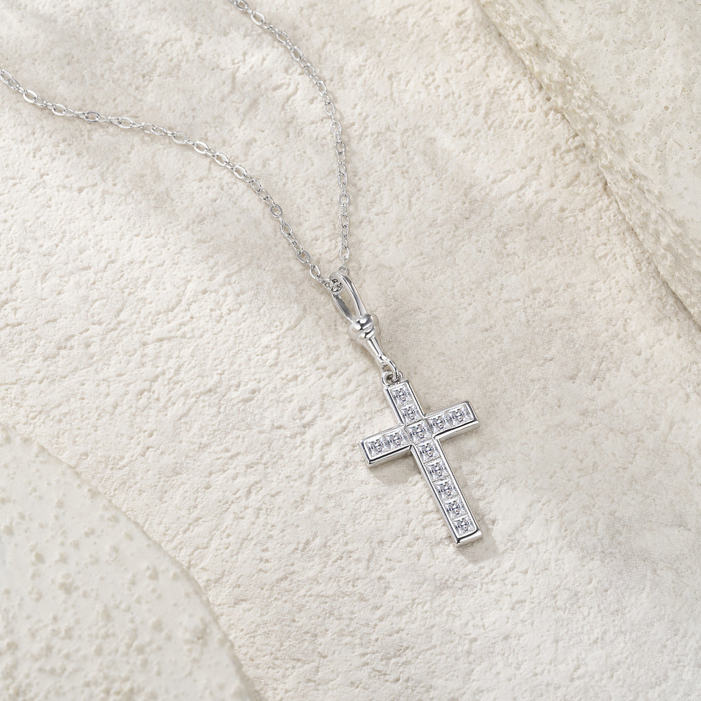 Faith Cross Moissanite Necklace