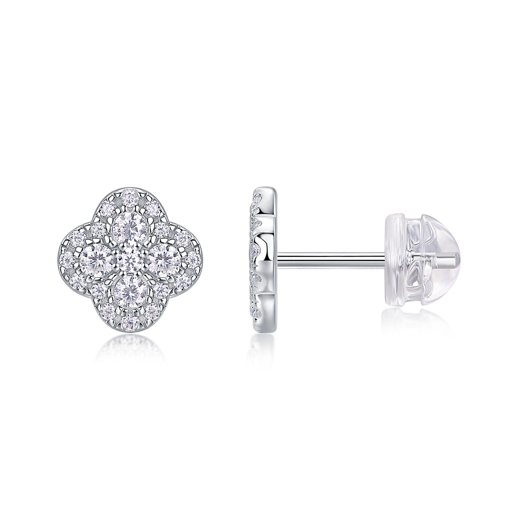 Lucky Clover Moissanite Stud Earrings
