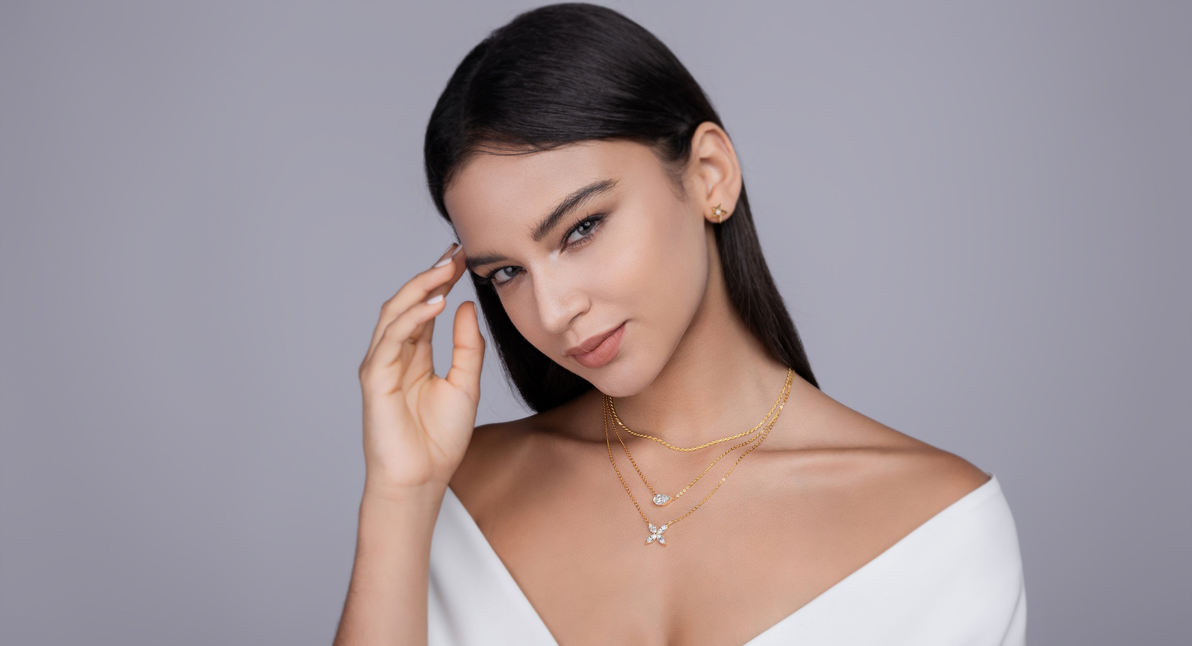 Golden Pear Layer Moissanite Necklace