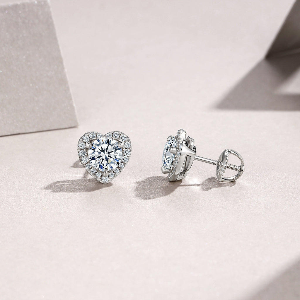 Heart Radiance Moissanite Stud Earrings