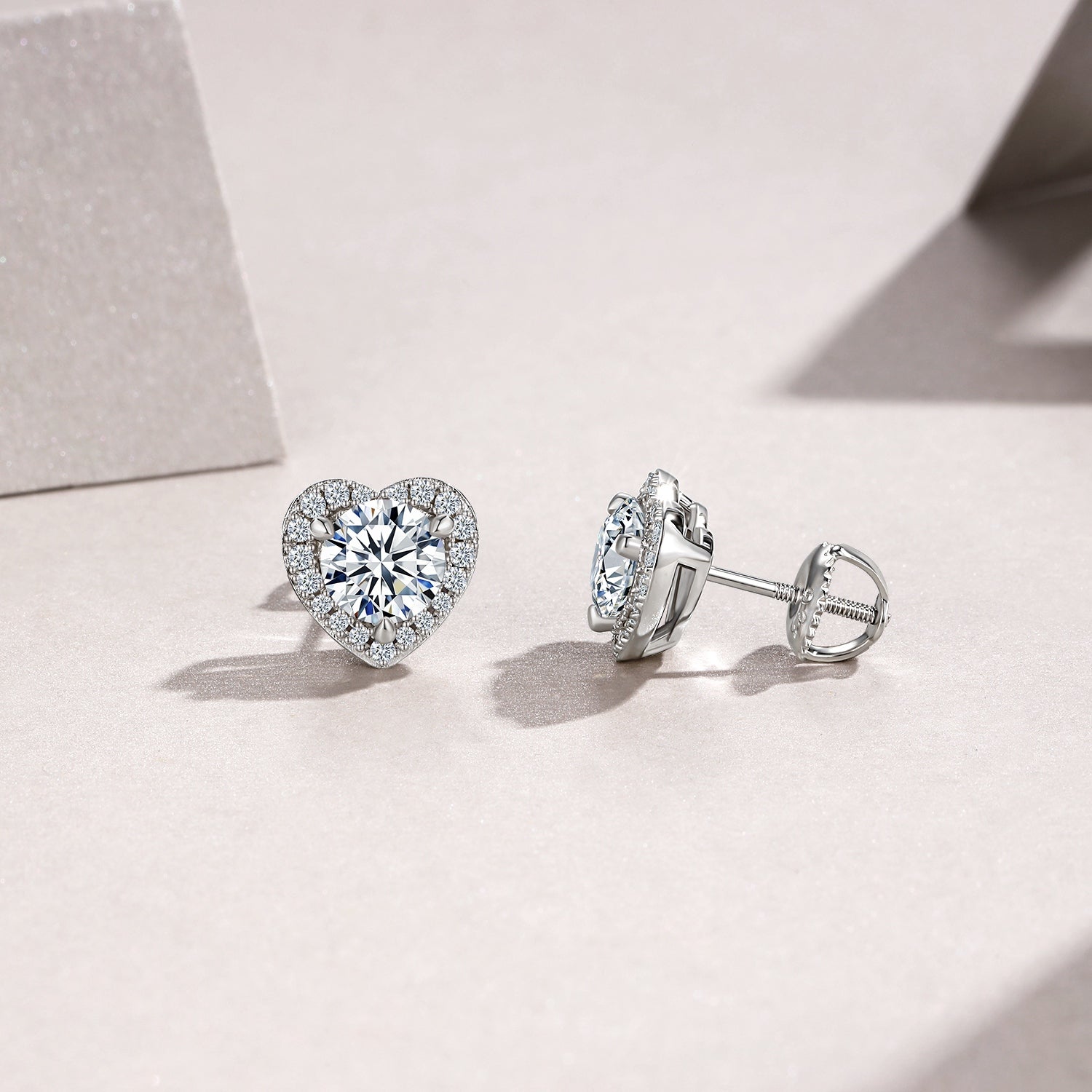 Heart Radiance Moissanite Stud Earrings