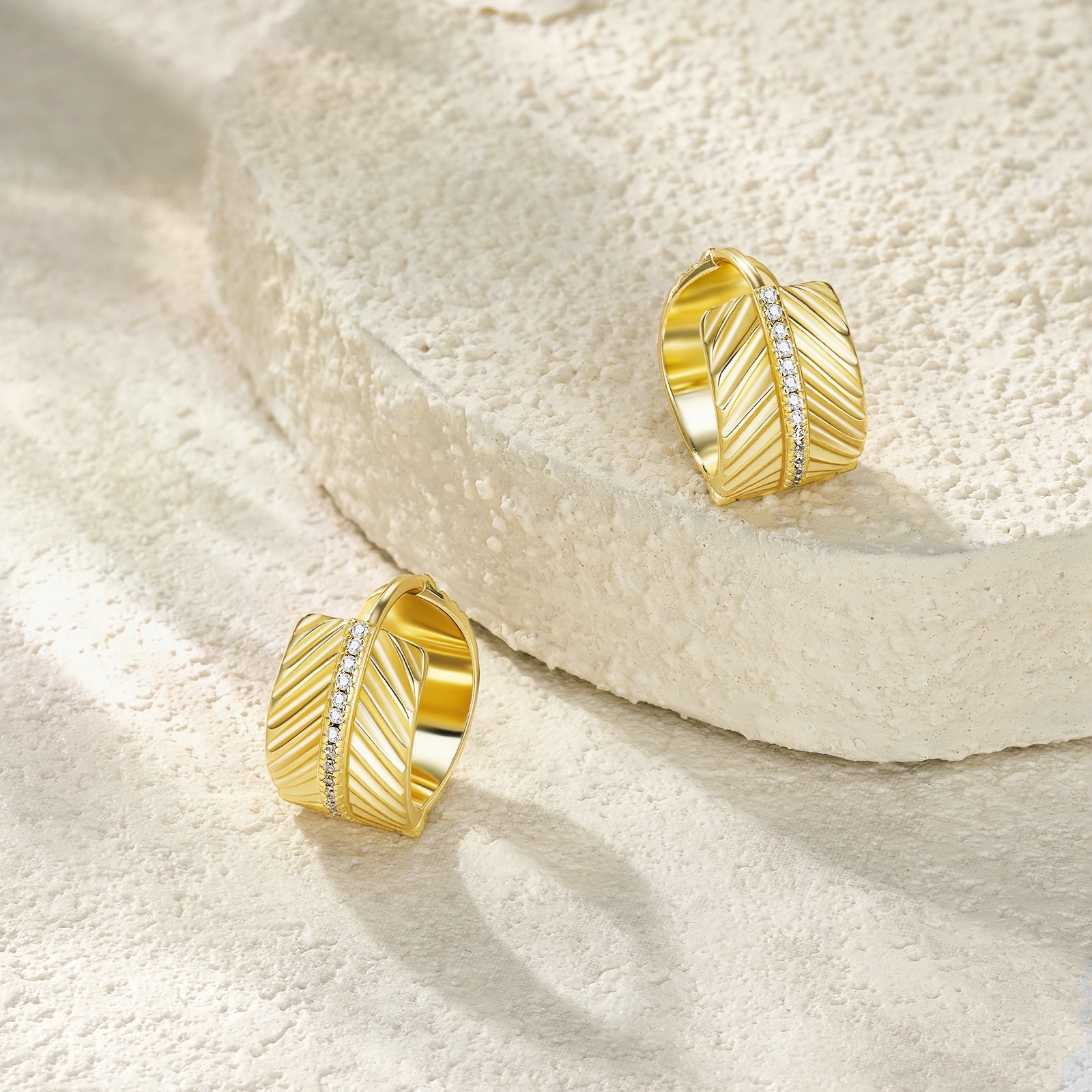 Golden Wave Moissanite Hoop Earrings