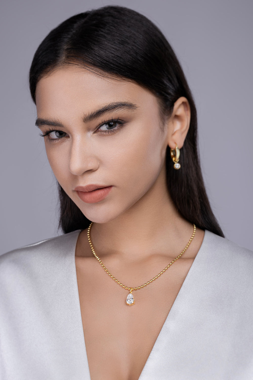 Golden Wish Drop Moissanite Necklace