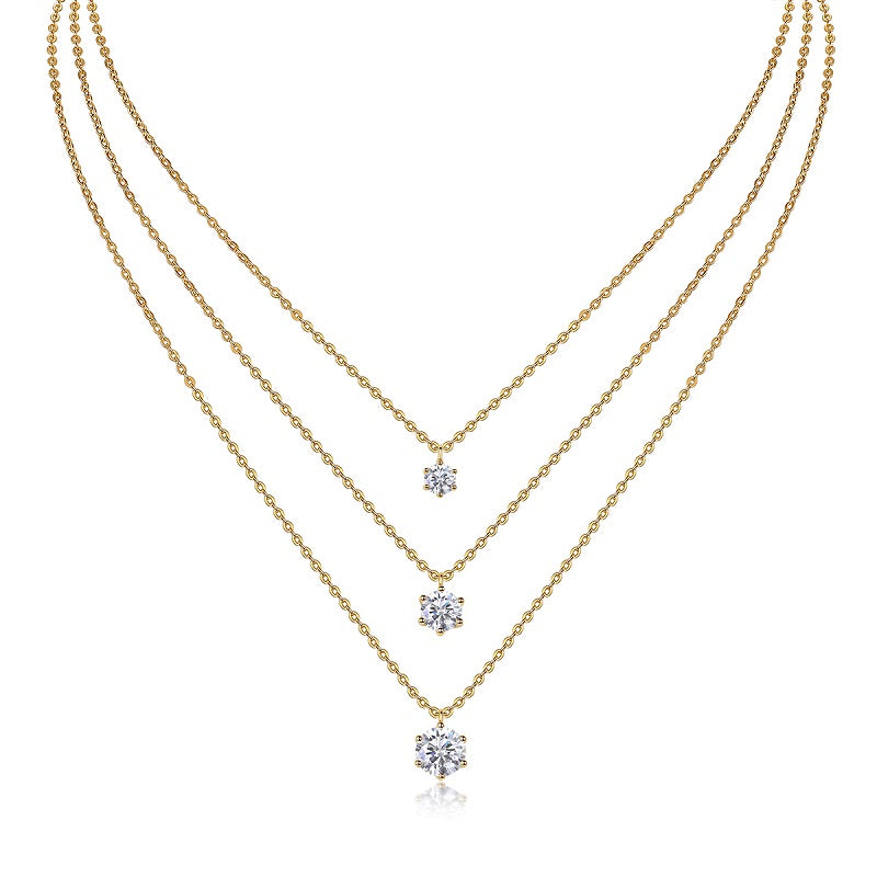 Triple Glow Moissanite Layered Necklace