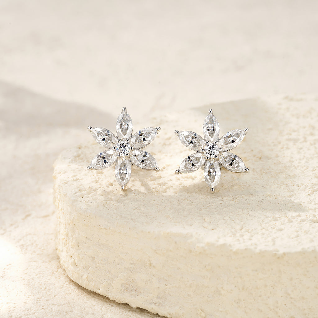 Starlight Bloom Moissanite Earrings