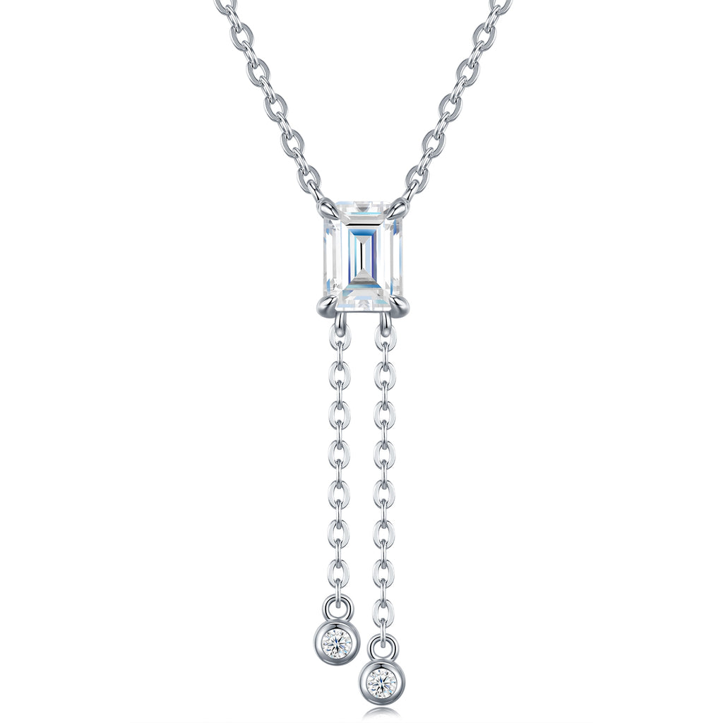 Crystal Drop Lariat Moissanite Necklace