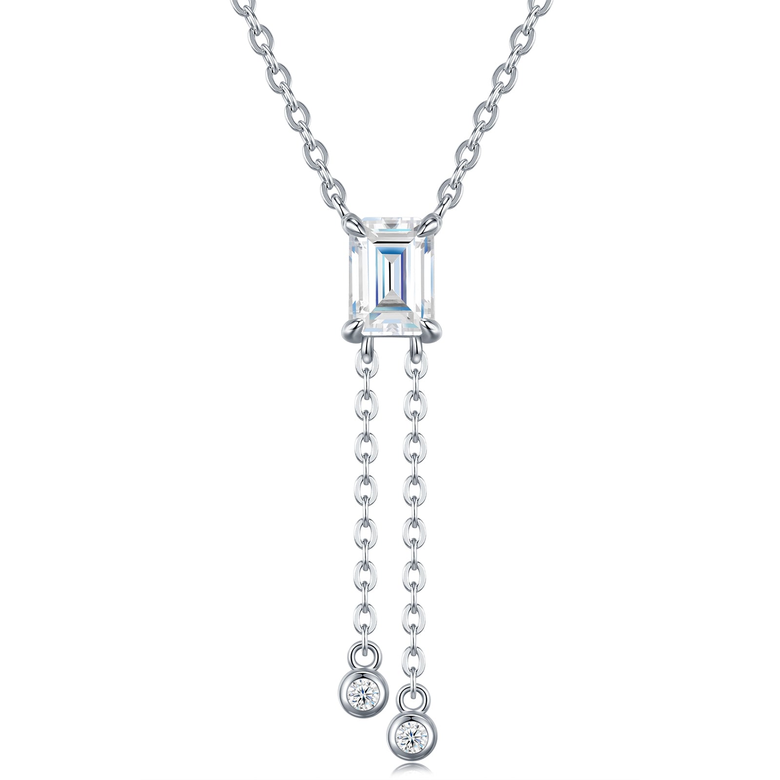 Crystal Drop Lariat Moissanite Necklace