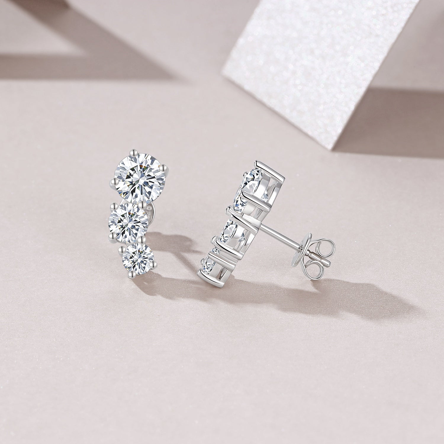 Trinity Spark Moissanite Stud Earrings