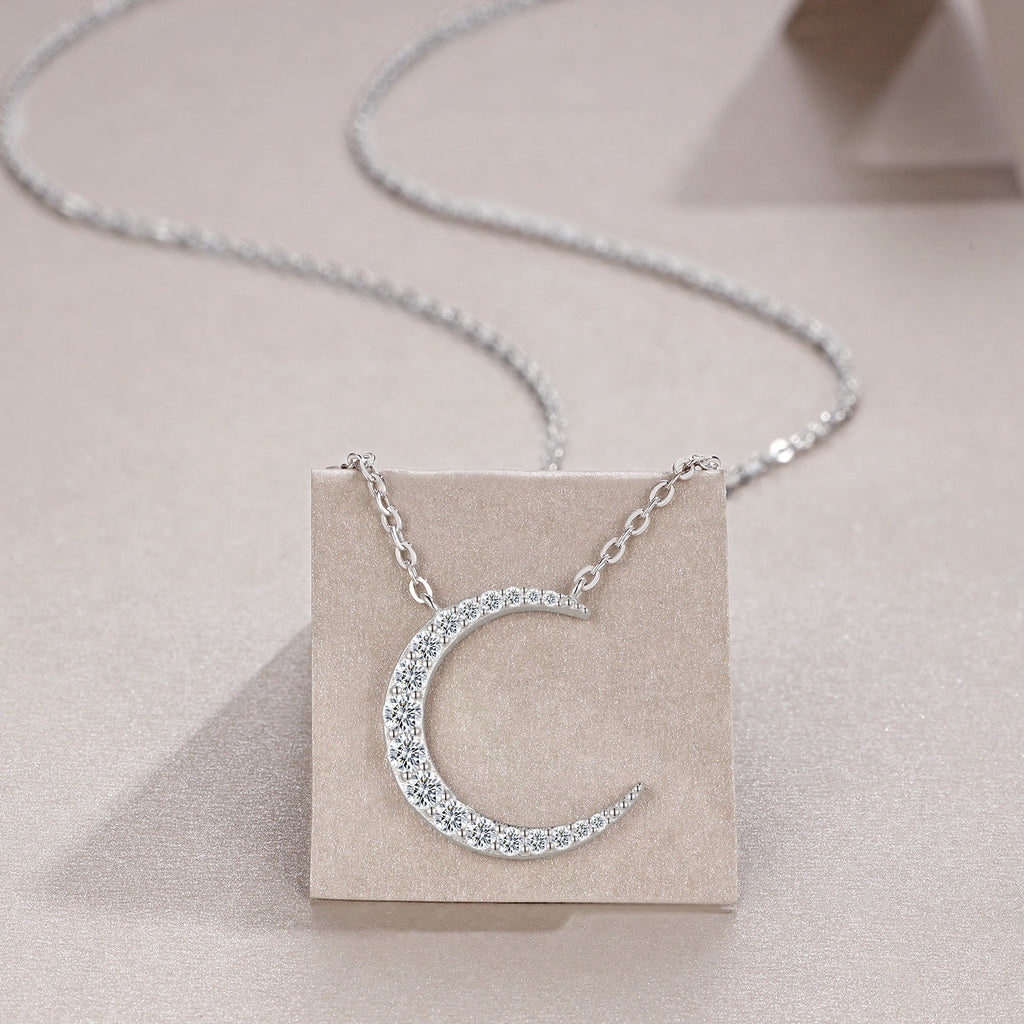 Celestial Crescent Moissanite Necklace