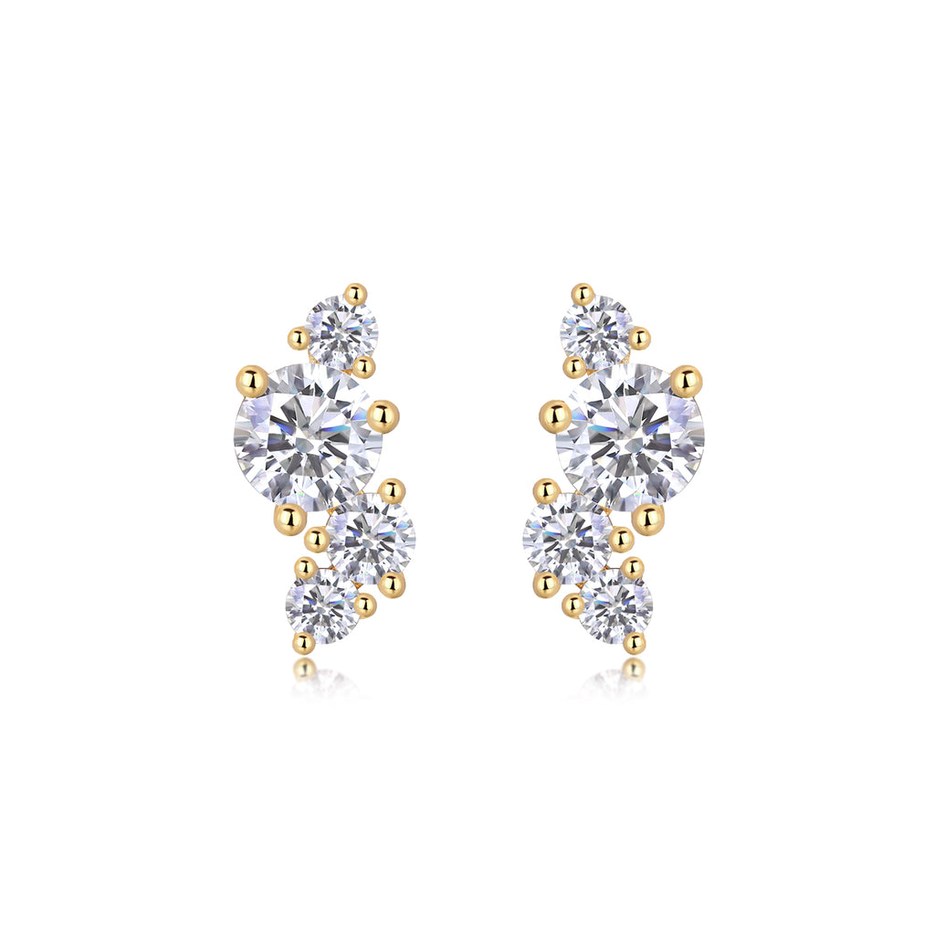 Golden Cascade Stud Earrings