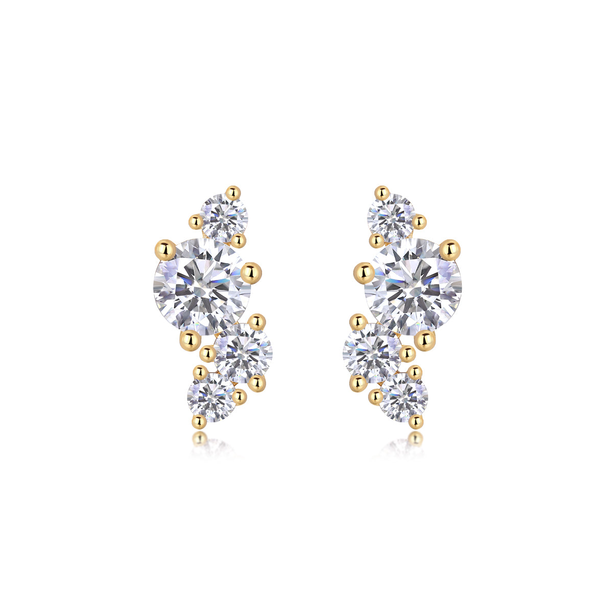 Golden Cascade Stud Earrings