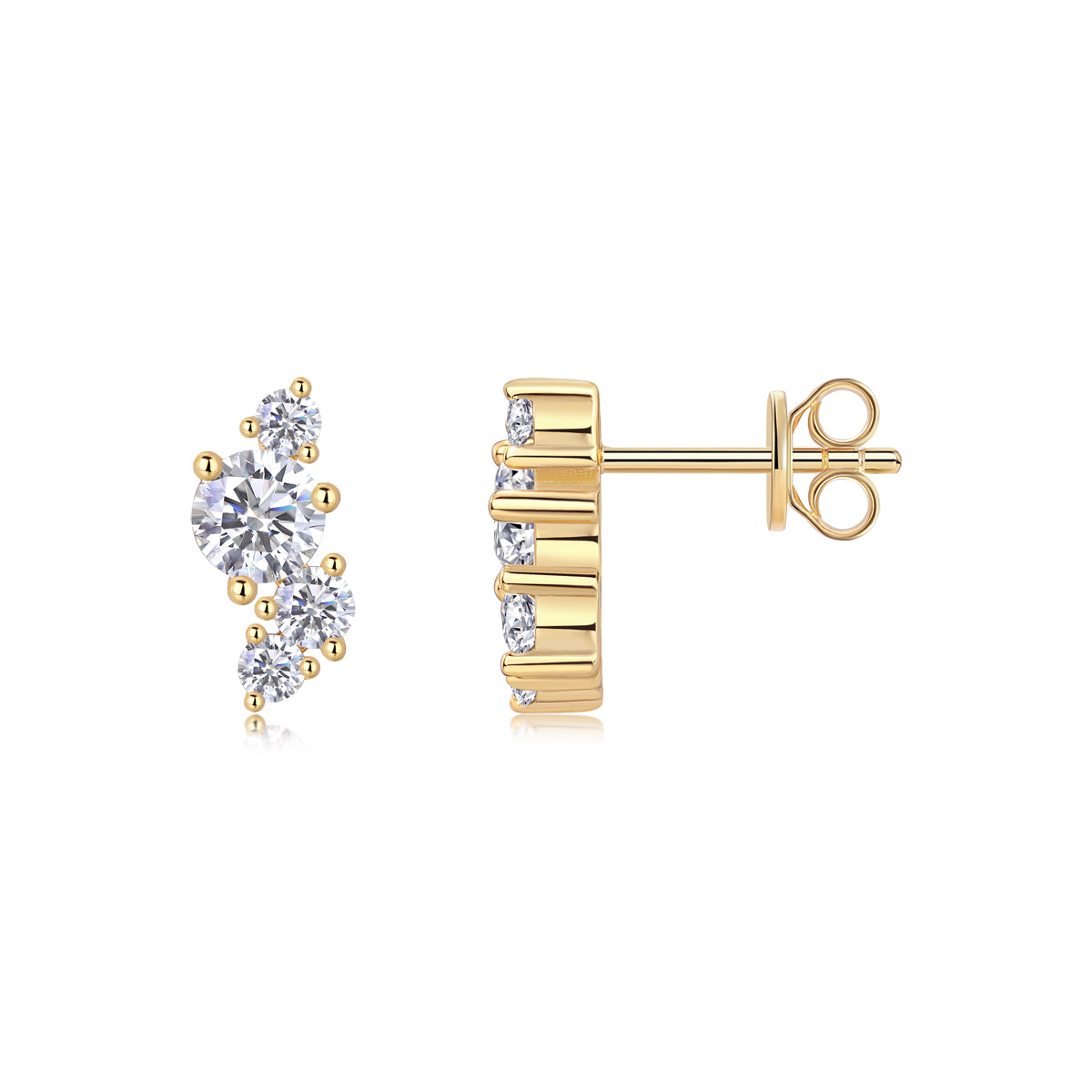 Golden Cascade Stud Earrings