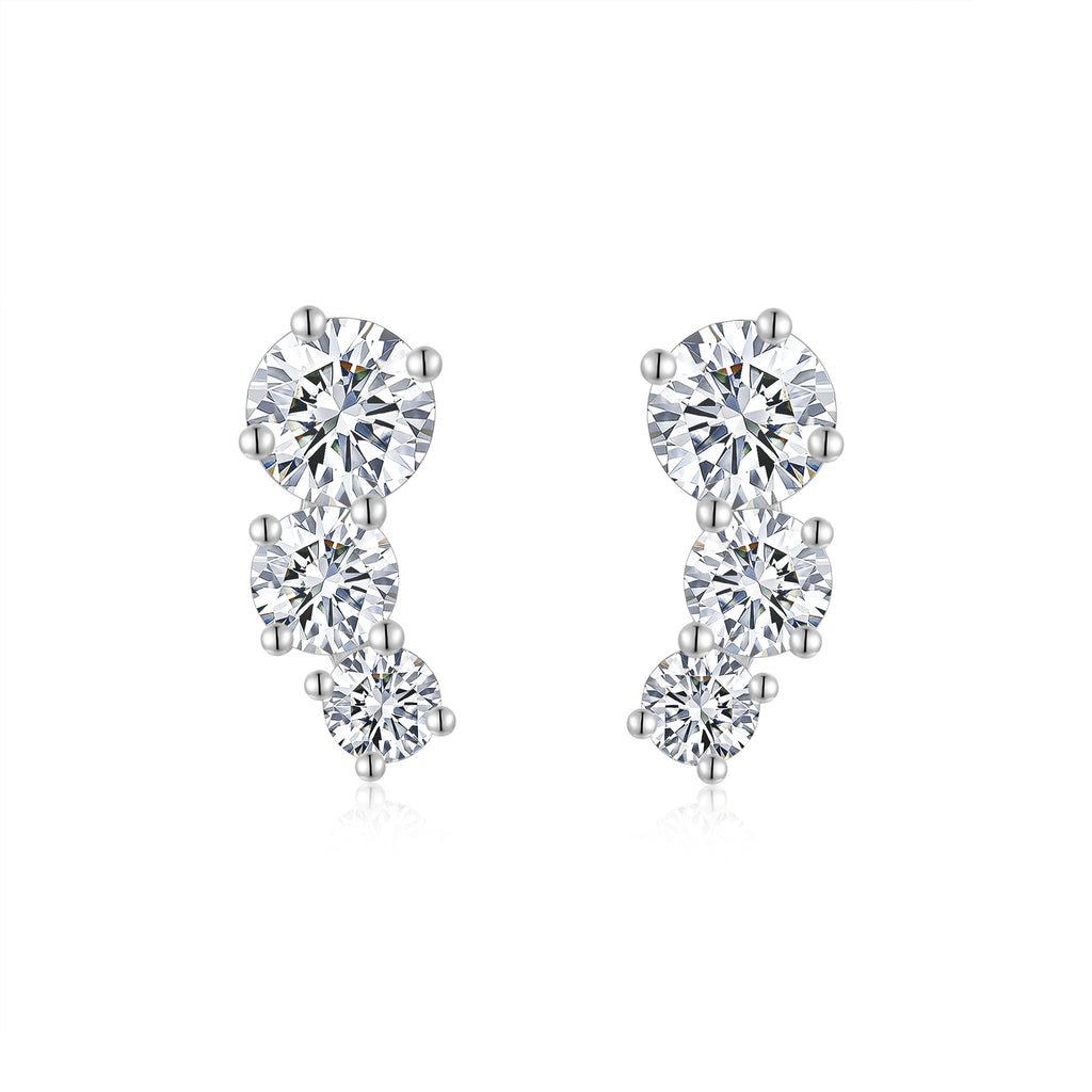 Trinity Spark Moissanite Stud Earrings