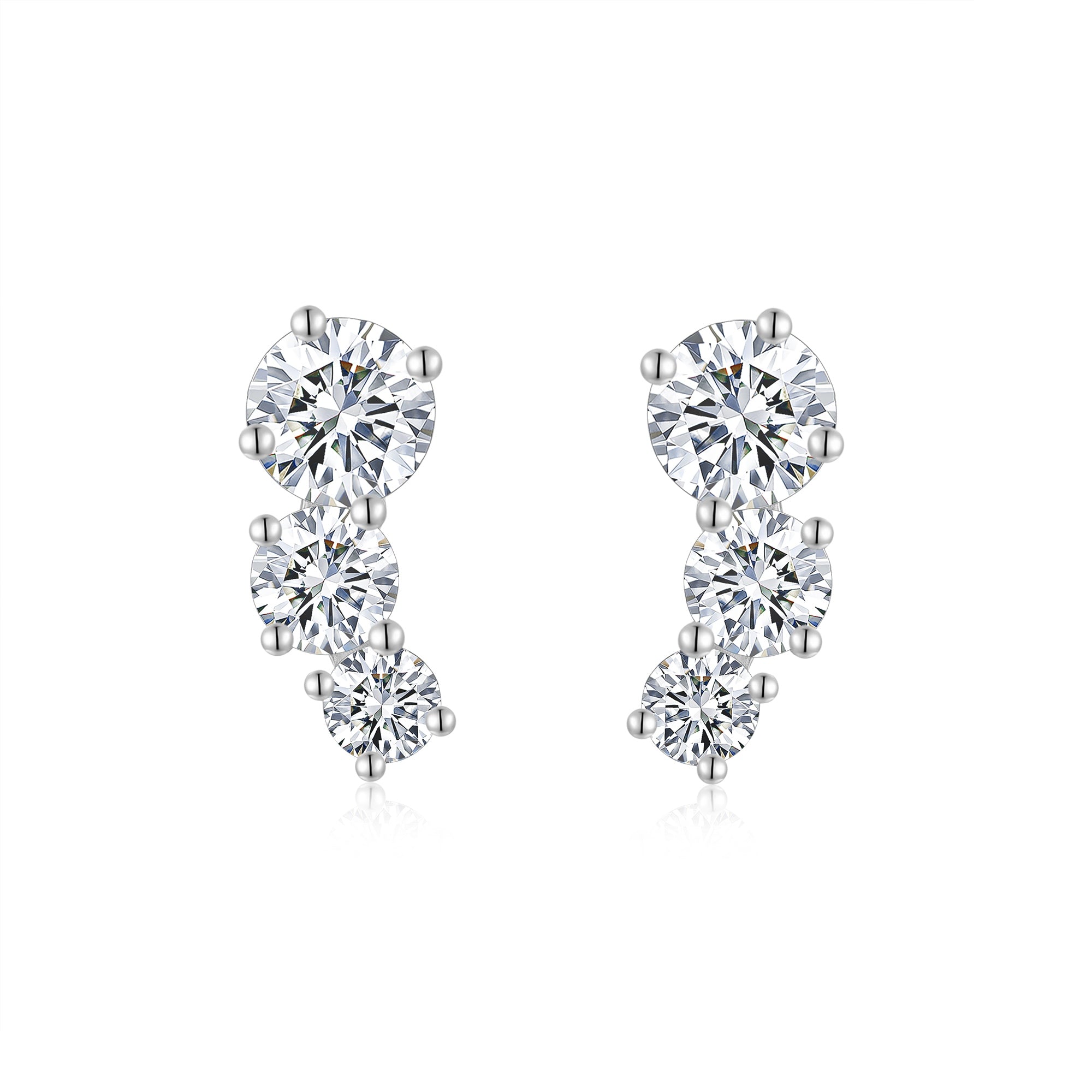 Trinity Spark Moissanite Stud Earrings