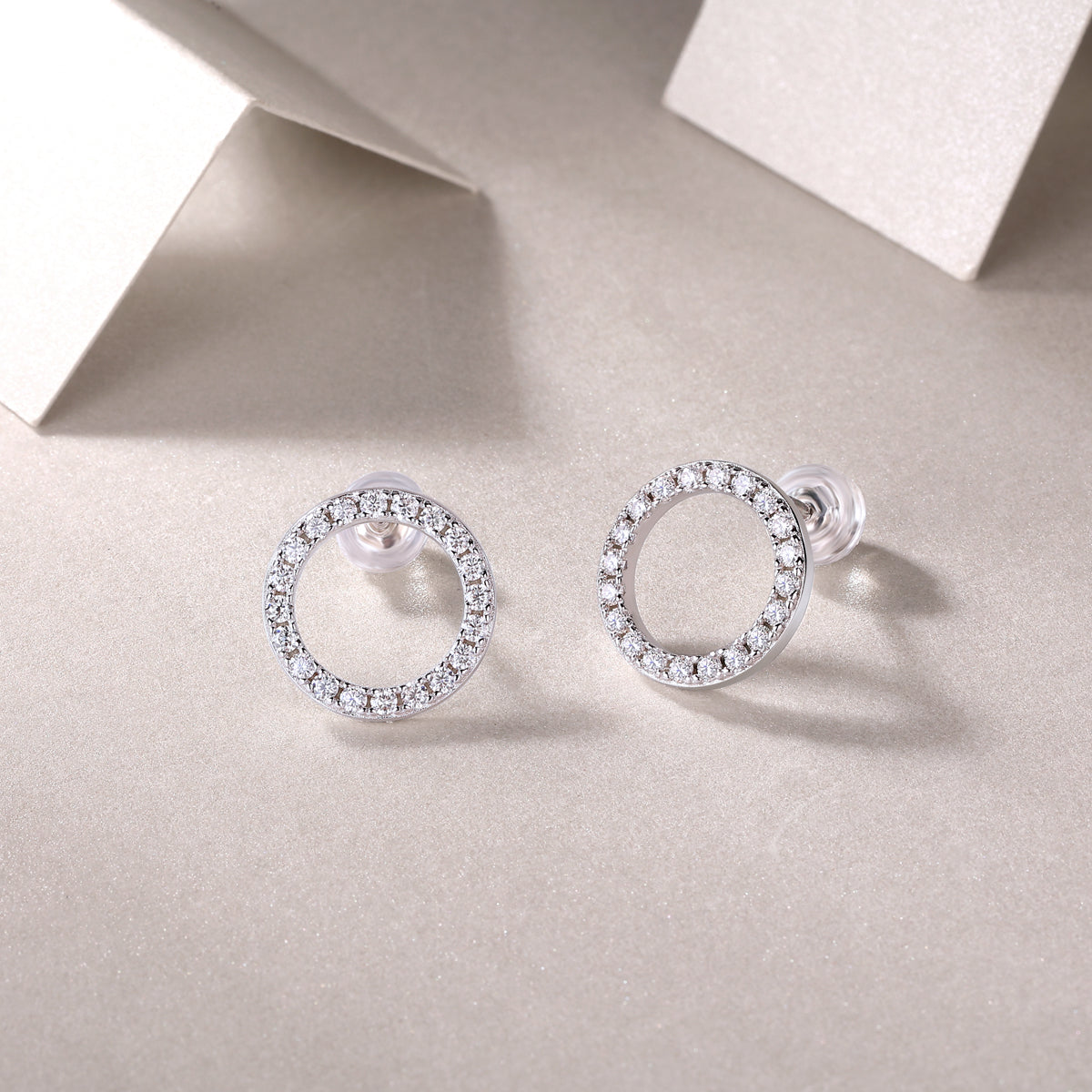 Radiant Circle Moissanite Stud Earrings
