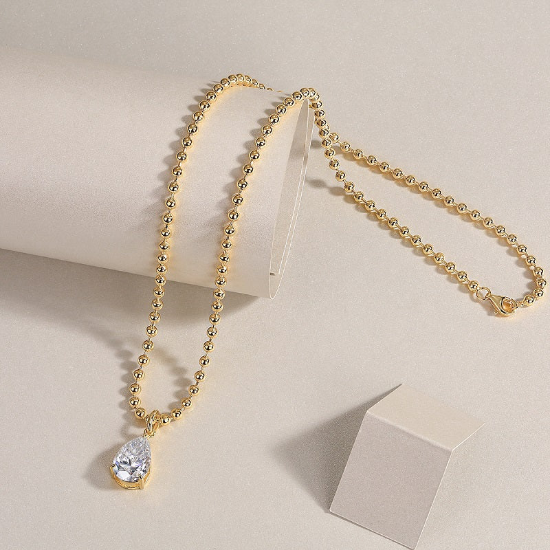 Golden Wish Drop Moissanite Necklace