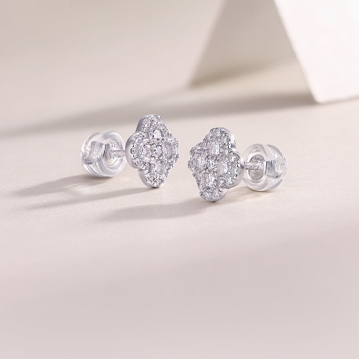 Lucky Clover Moissanite Stud Earrings