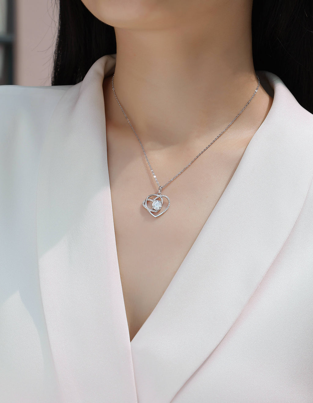 Eternal Double Heart Moissanite Necklace