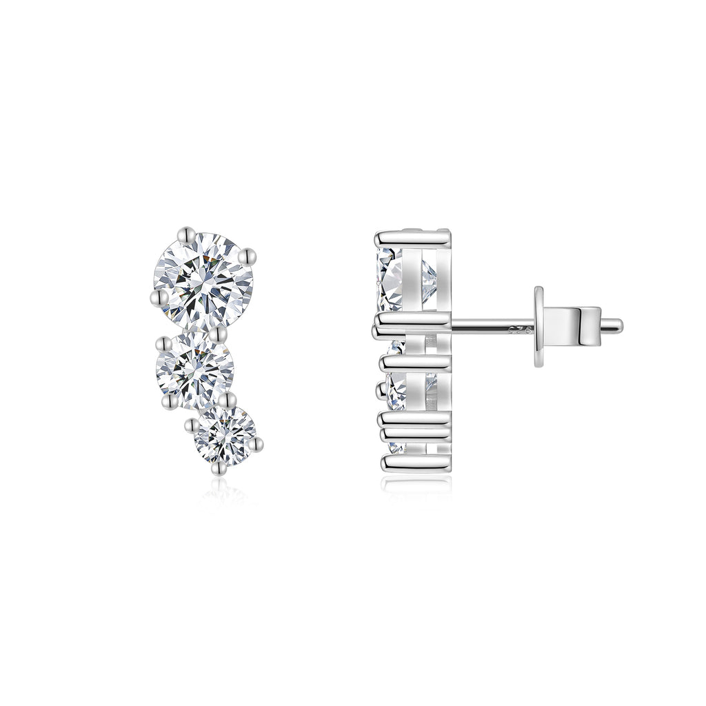 Trinity Spark Moissanite Stud Earrings