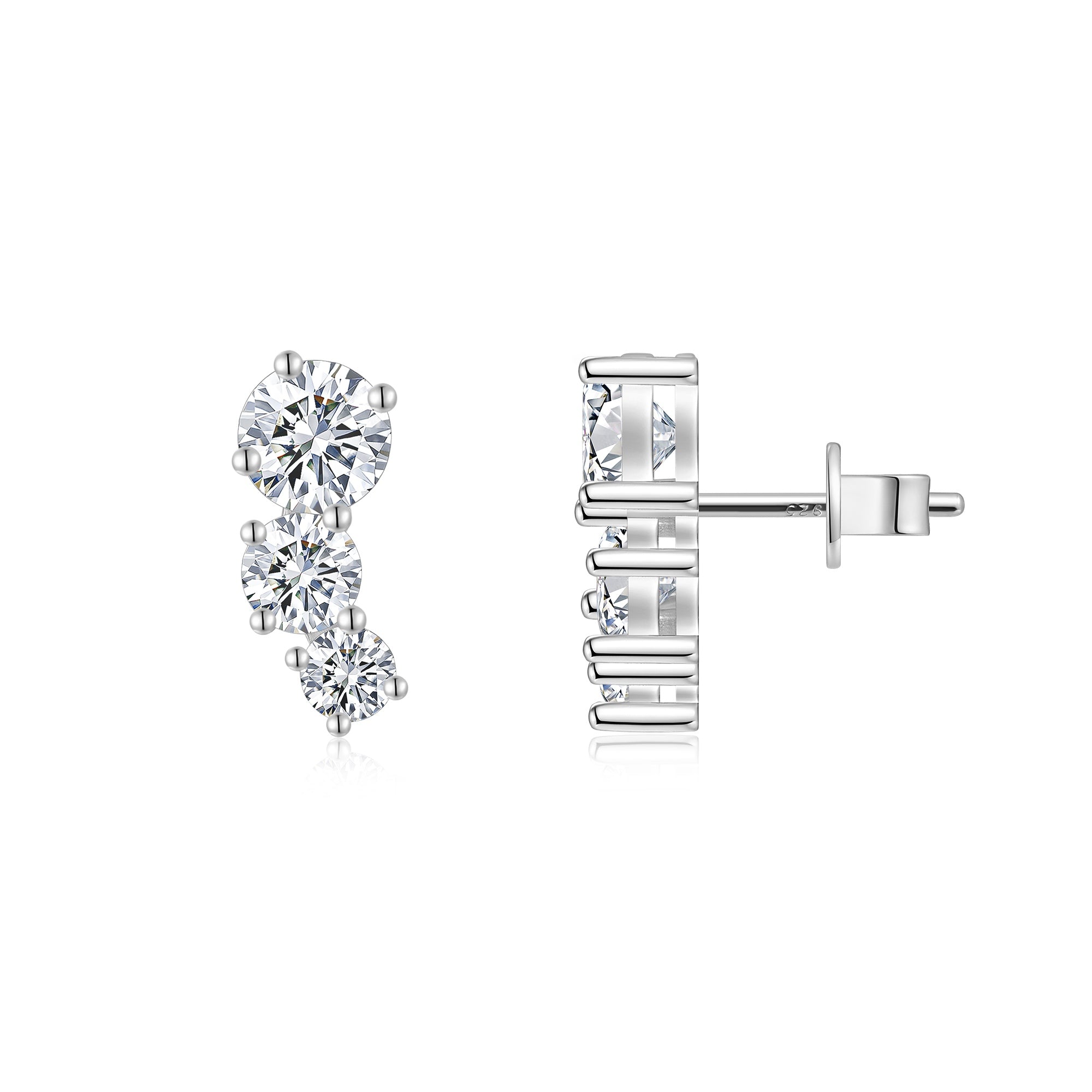 Trinity Spark Moissanite Stud Earrings