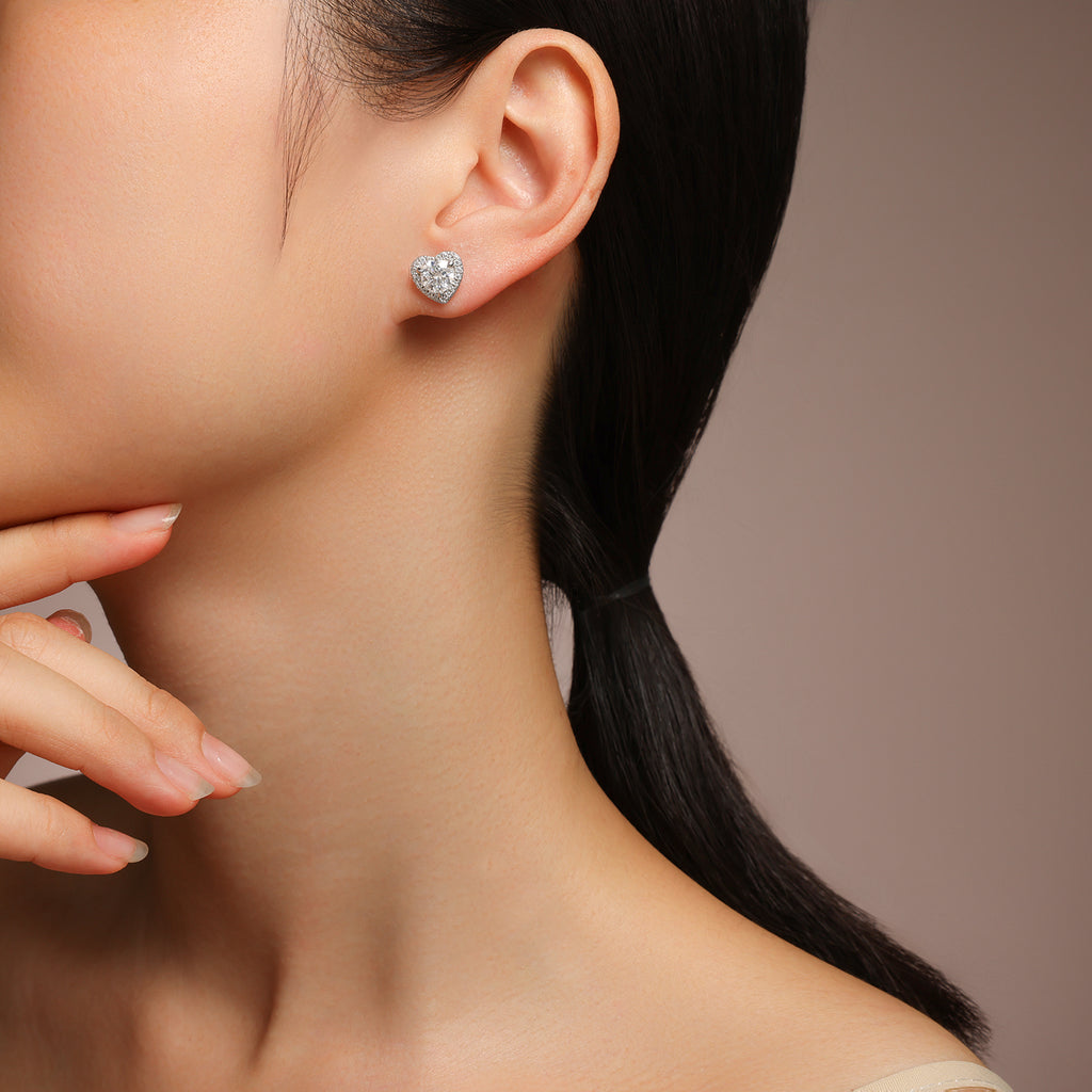 Heart Radiance Moissanite Stud Earrings