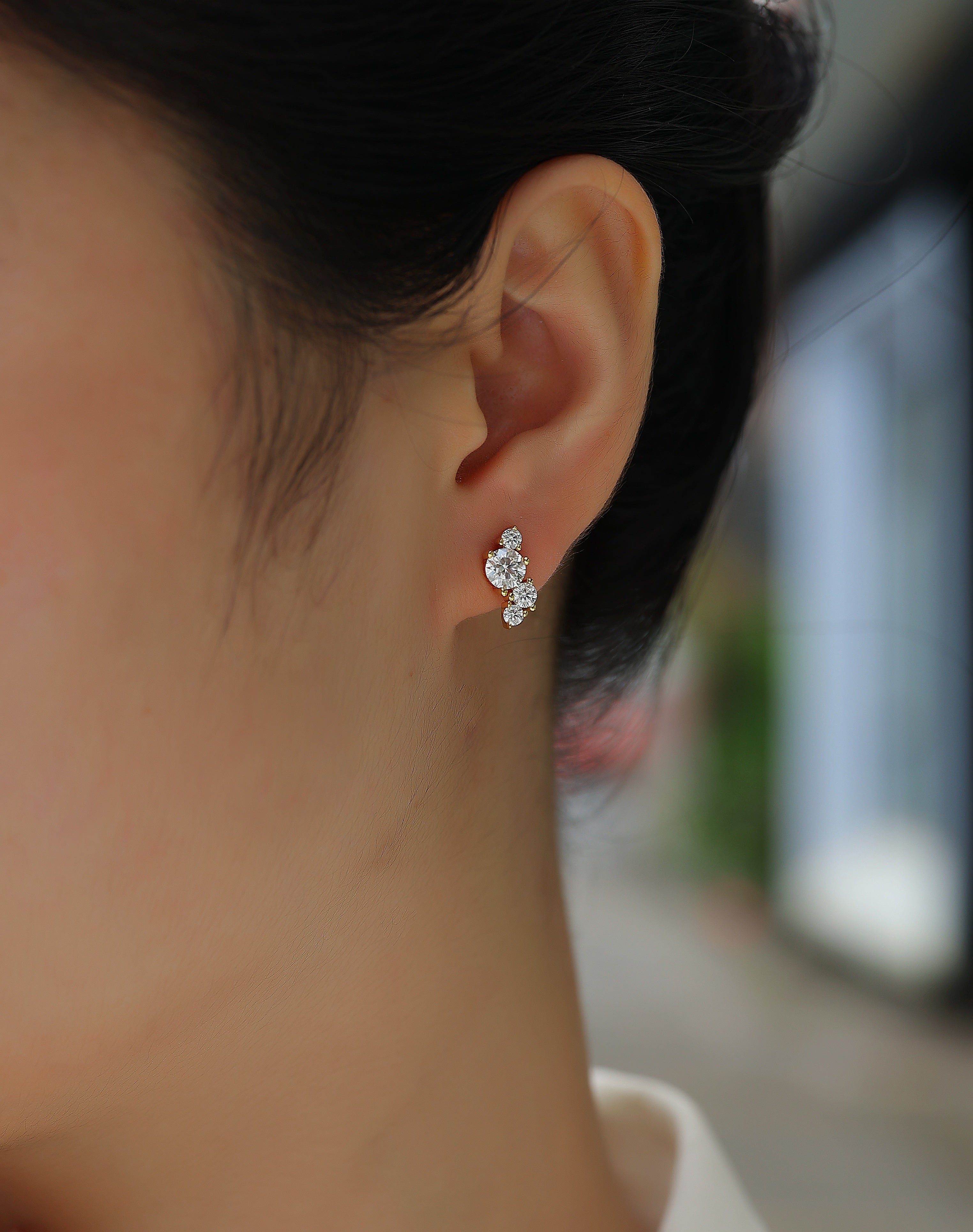 Golden Cascade Stud Earrings