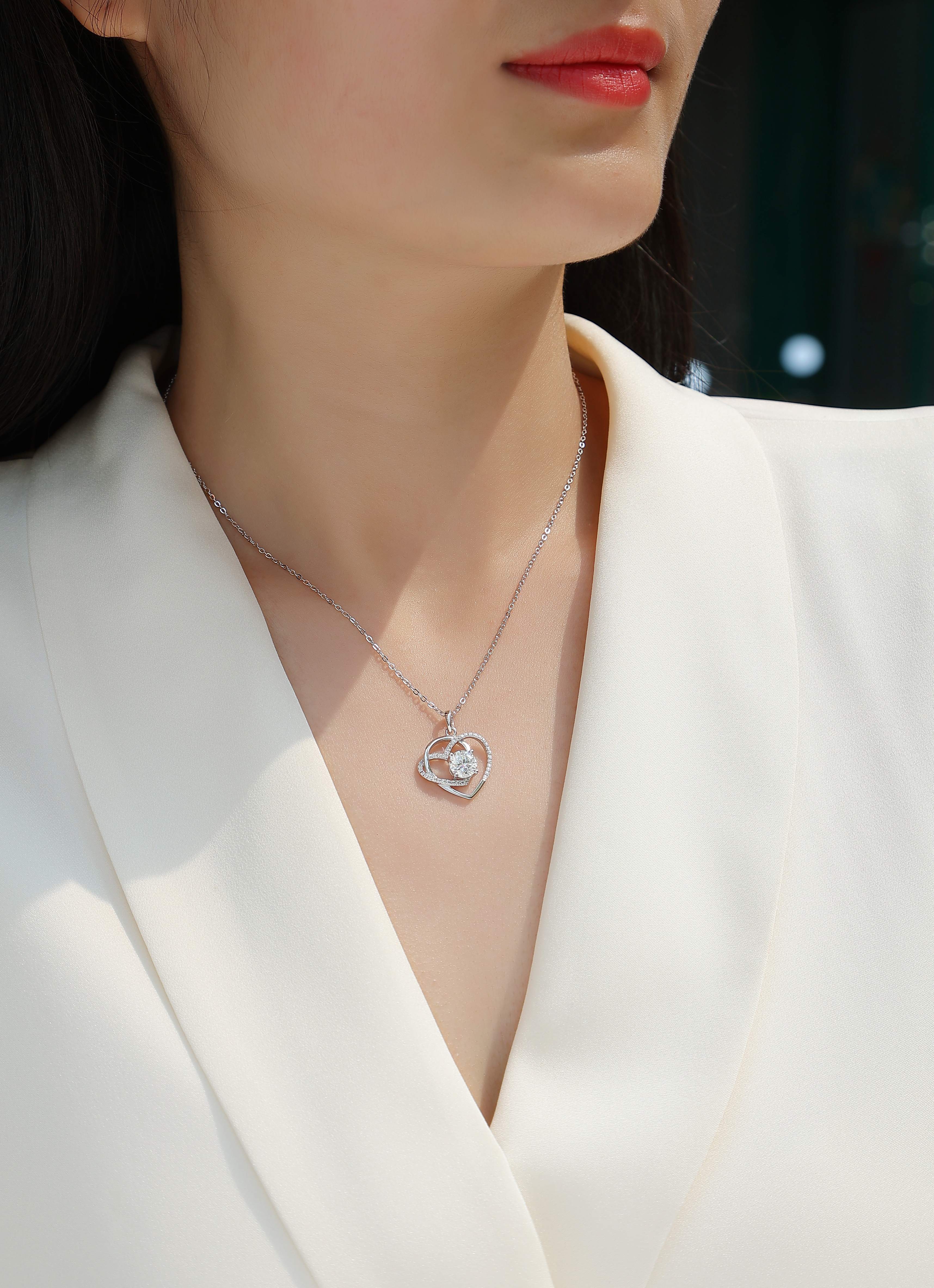 Eternal Double Heart Moissanite Necklace