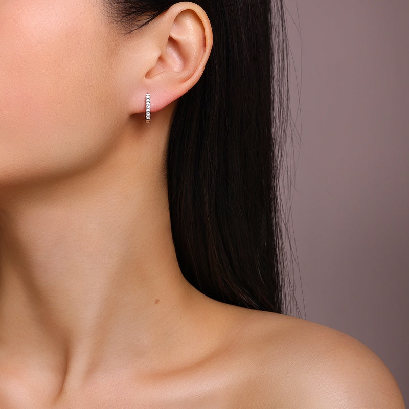 Luna Edge Moissanite Hoop Earrings