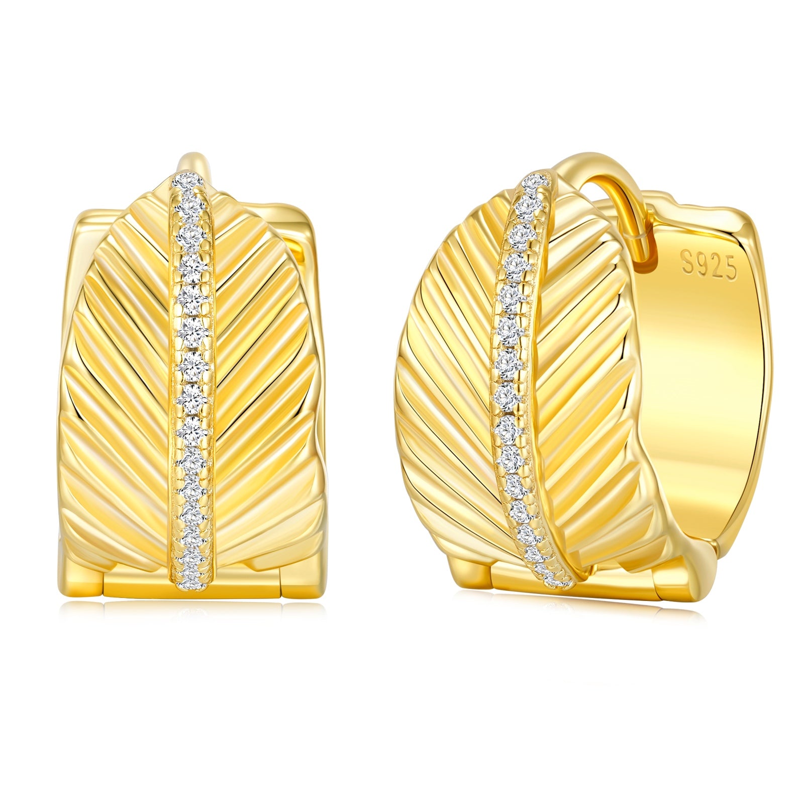 Golden Wave Moissanite Hoop Earrings
