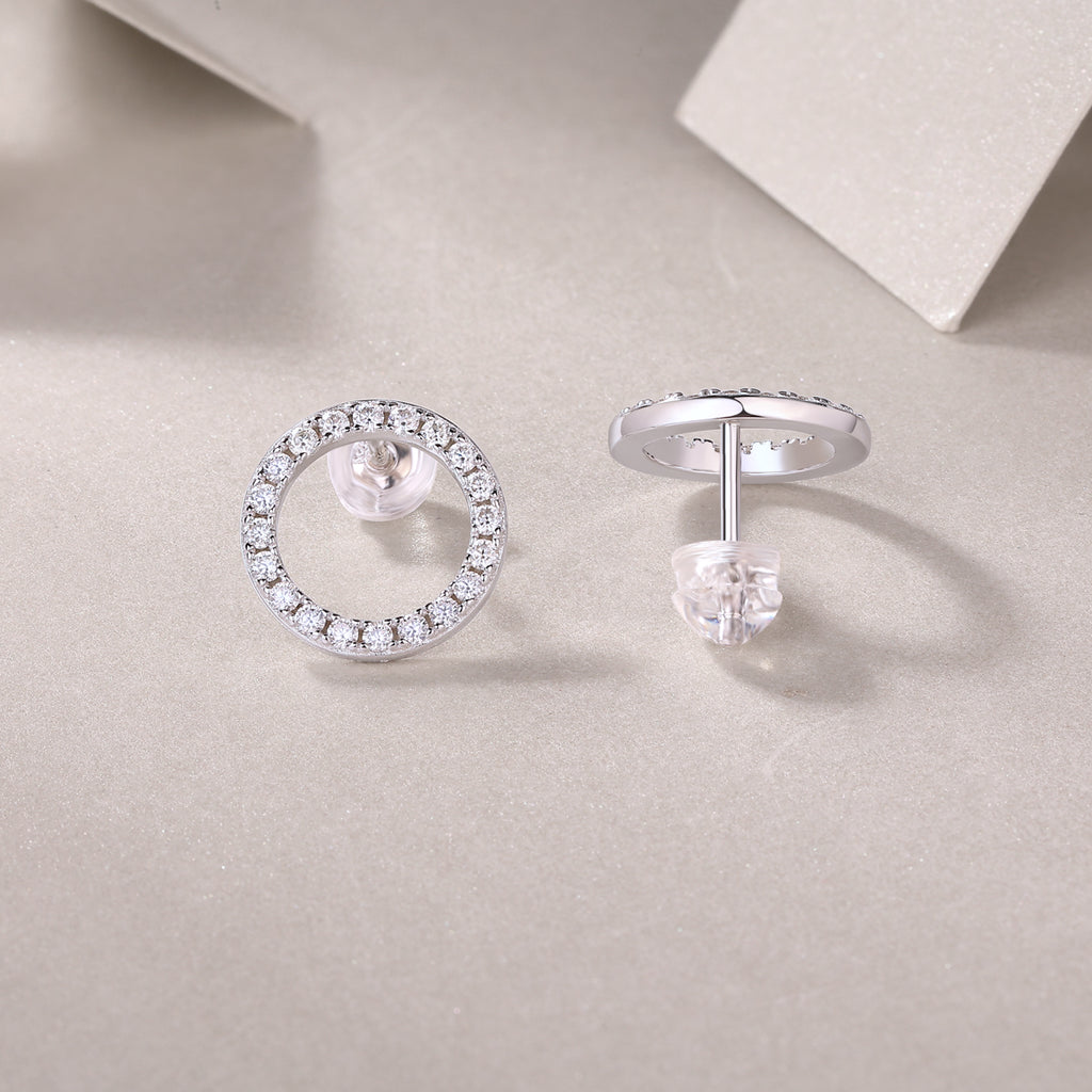 Radiant Circle Moissanite Stud Earrings