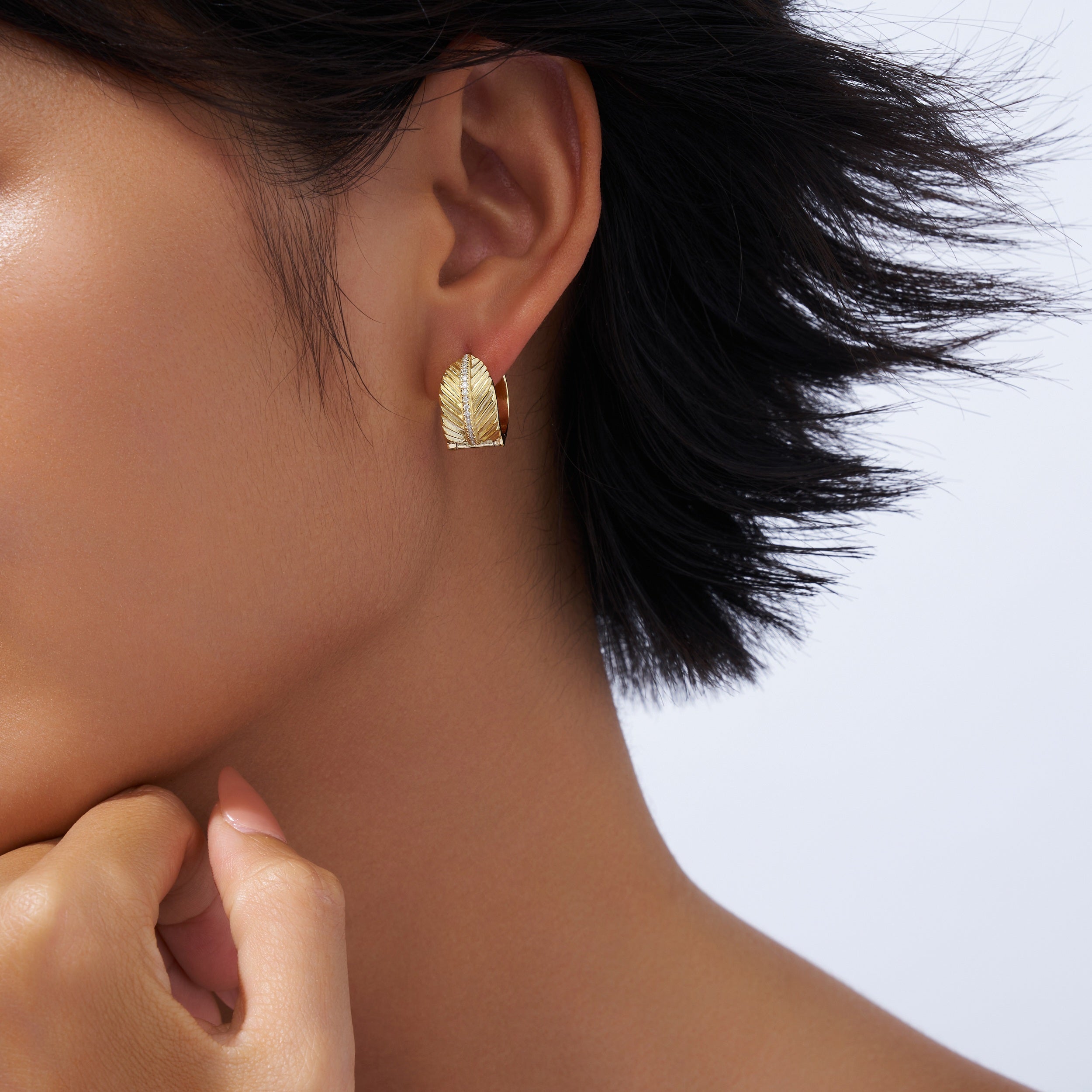 Golden Wave Moissanite Hoop Earrings