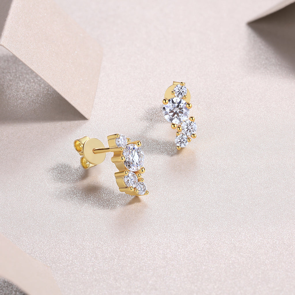 Golden Cascade Stud Earrings