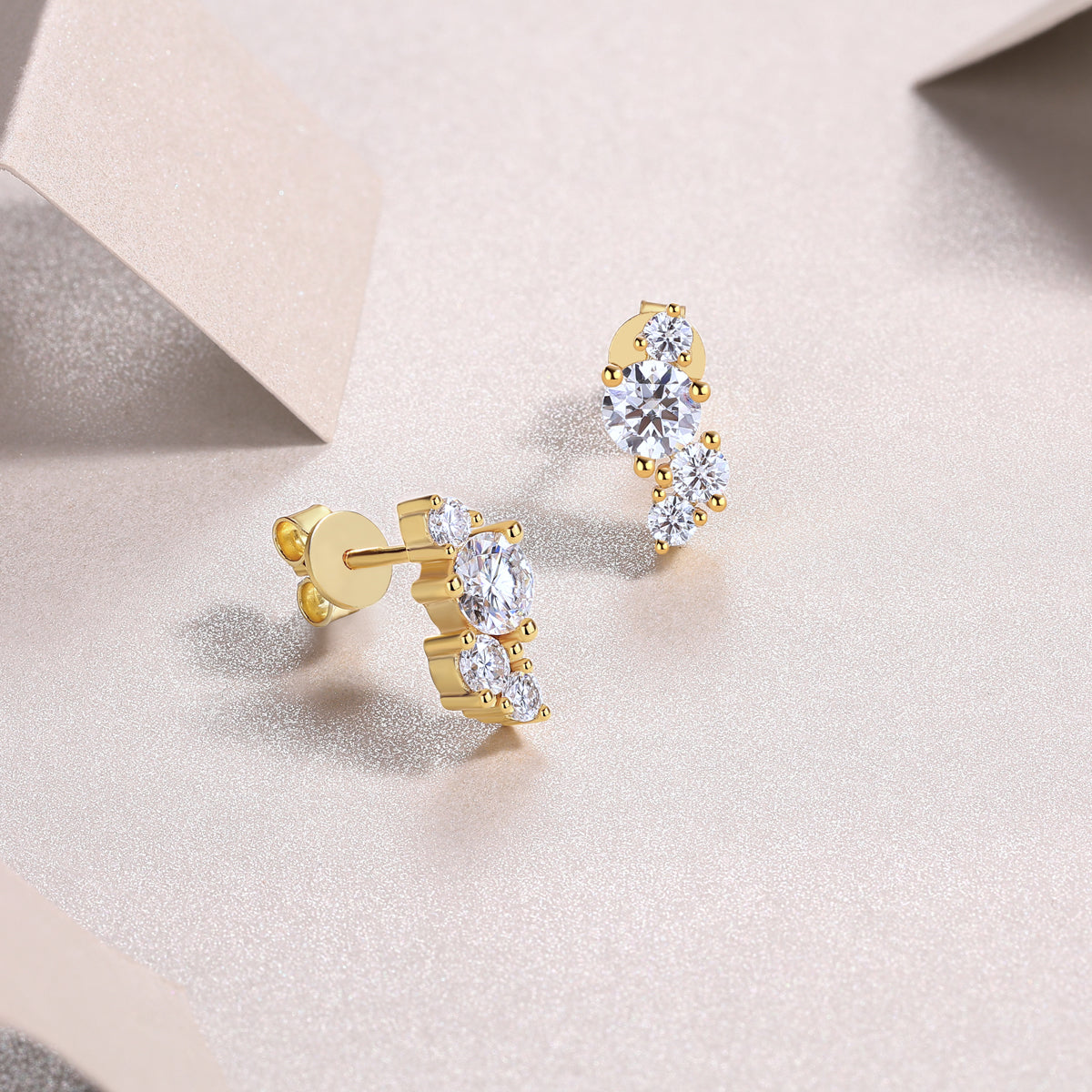 Golden Cascade Stud Earrings