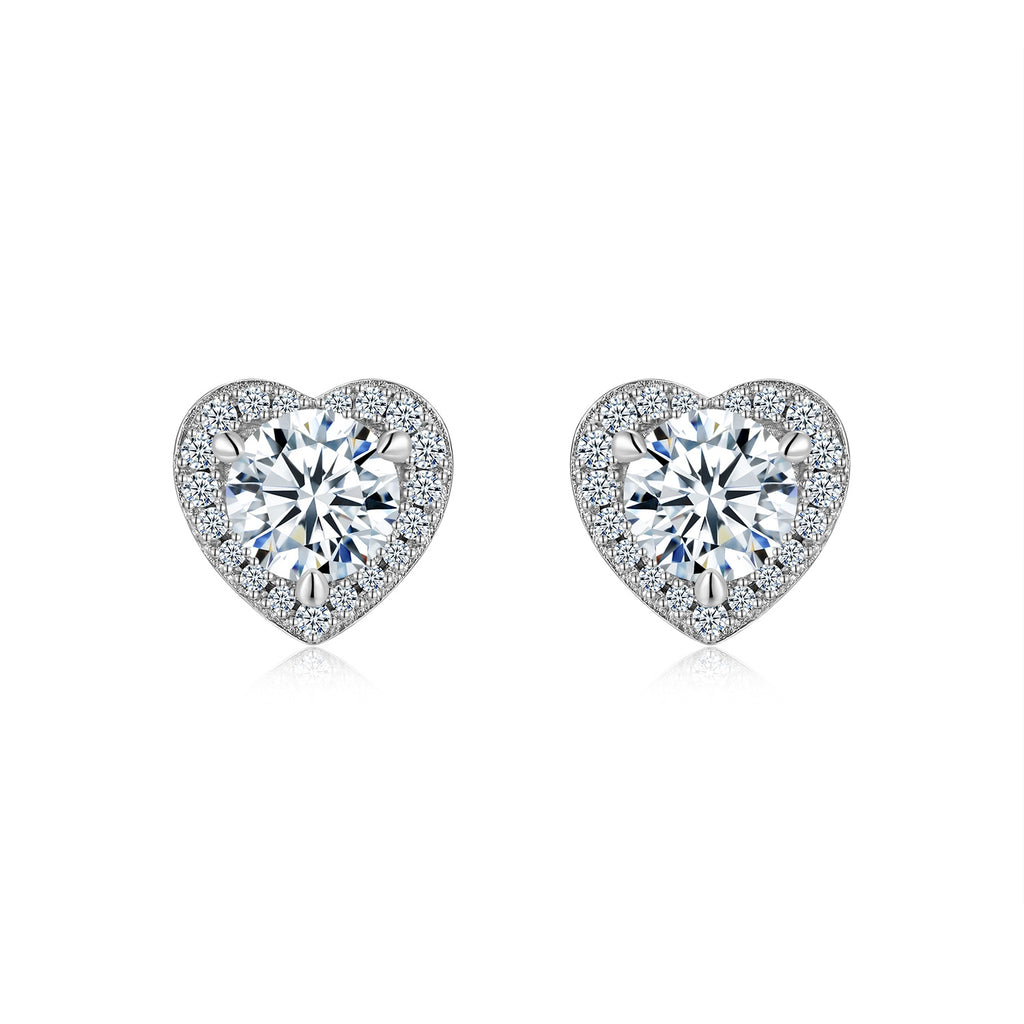 Heart Radiance Moissanite Stud Earrings
