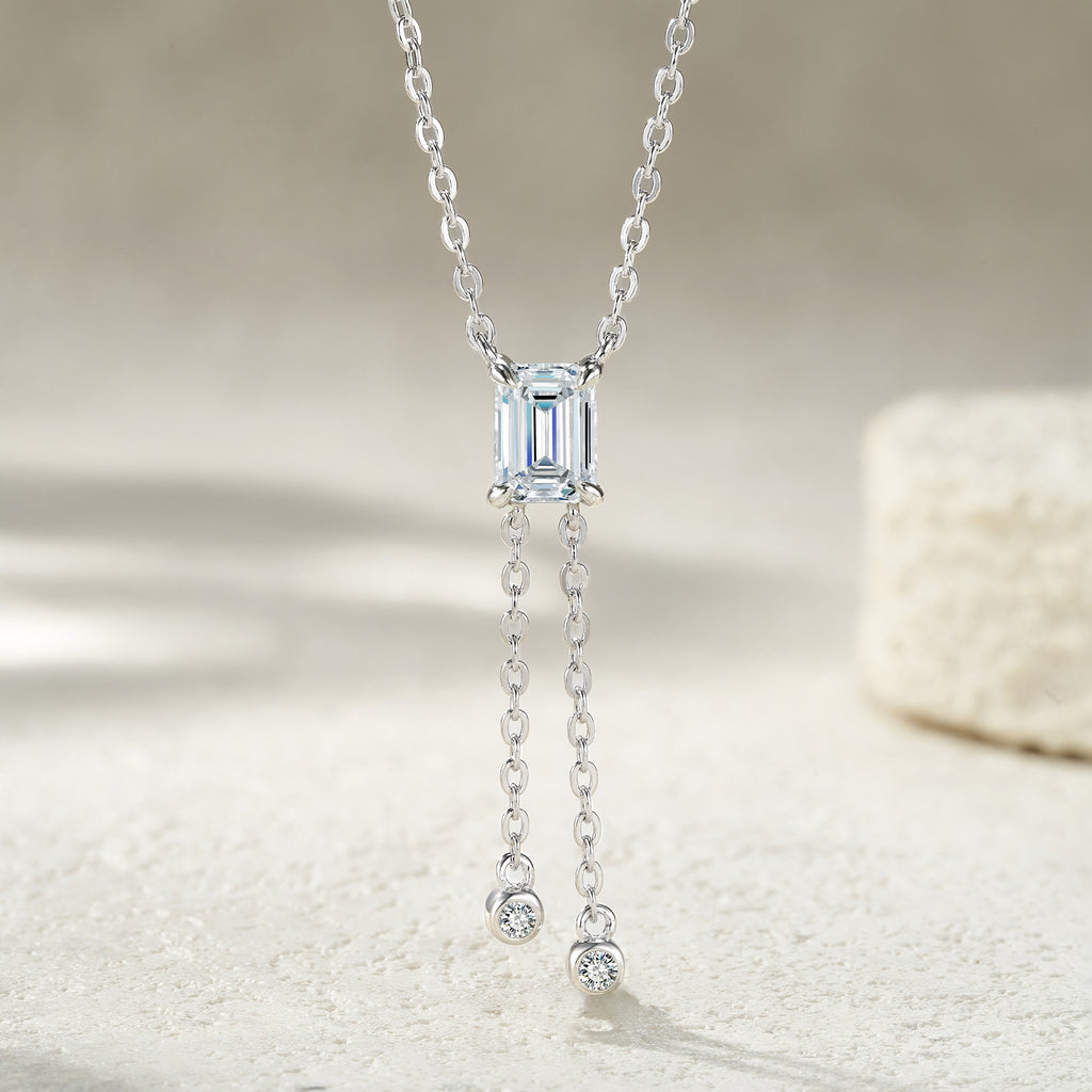 Crystal Drop Lariat Moissanite Necklace