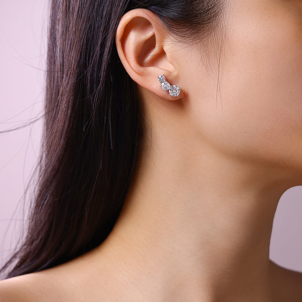 Trinity Spark Moissanite Stud Earrings