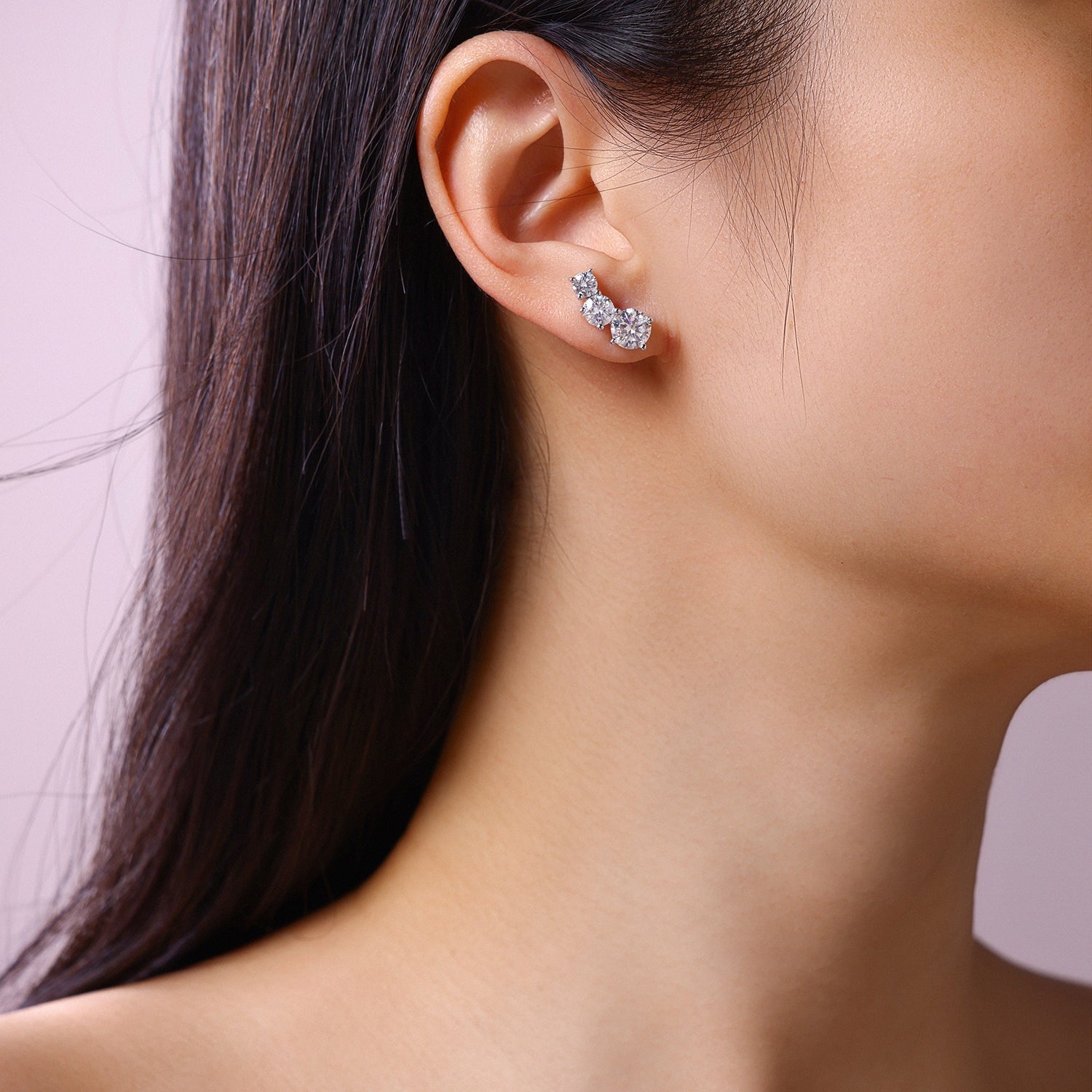 Trinity Spark Moissanite Stud Earrings
