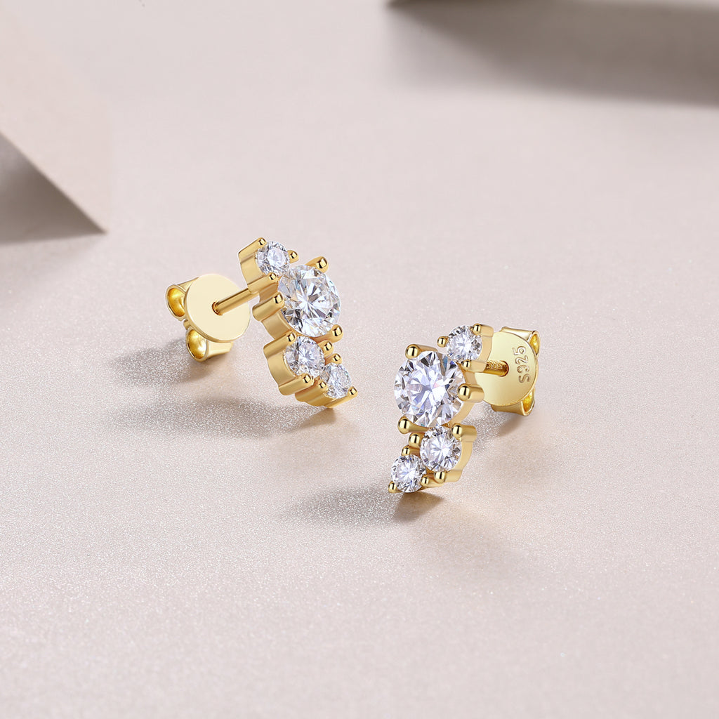 Golden Cascade Stud Earrings