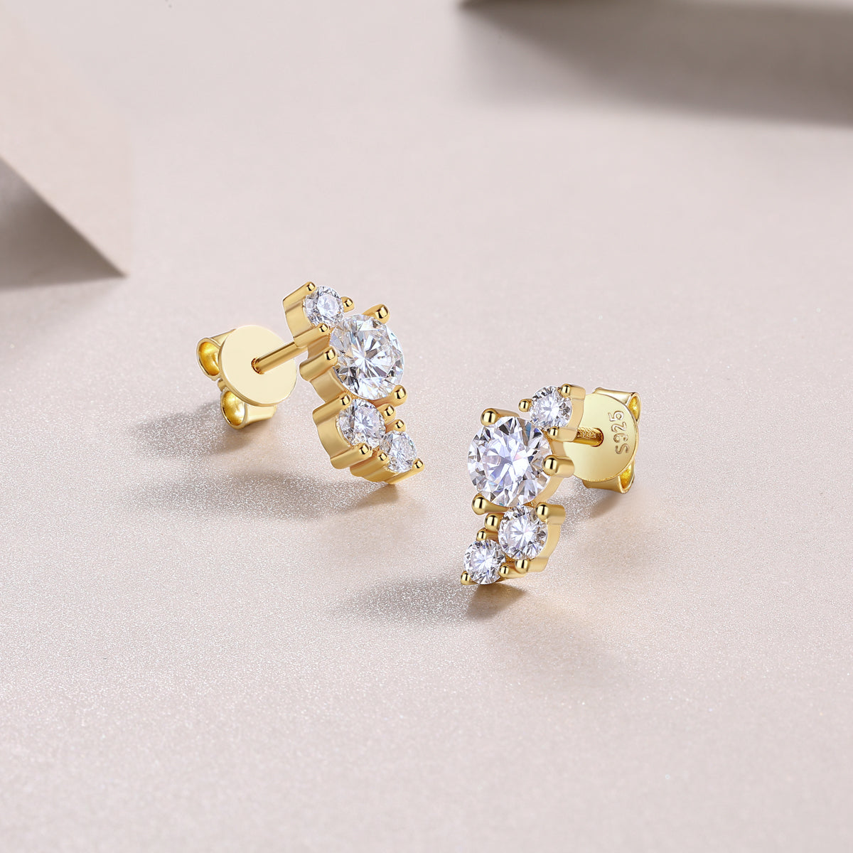 Golden Cascade Stud Earrings