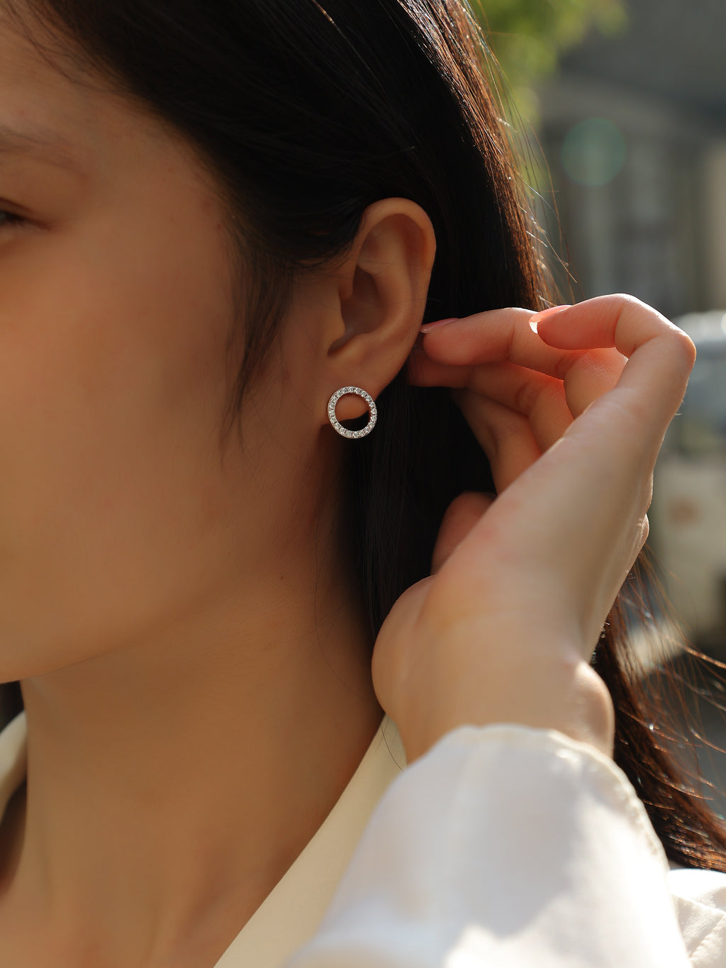 Radiant Circle Moissanite Stud Earrings