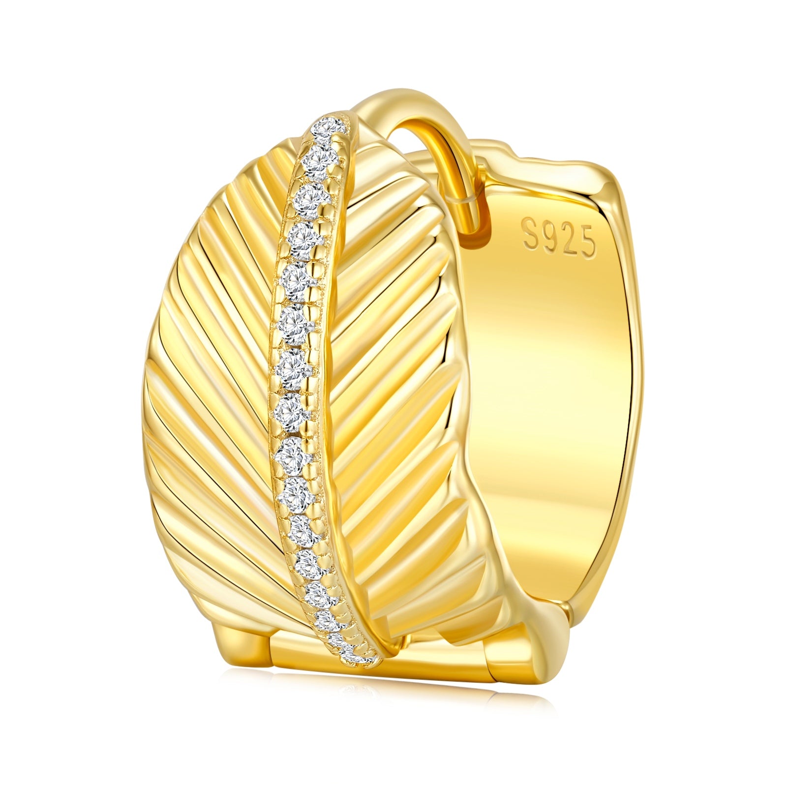 Golden Wave Moissanite Hoop Earrings