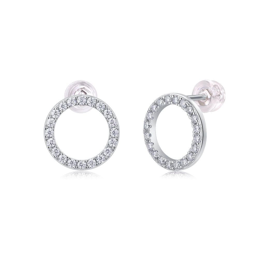 Radiant Circle Moissanite Stud Earrings
